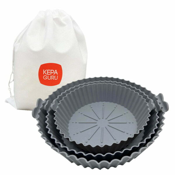 Apvalios silikoninės kepimo formos, rinkinys 3 vnt. su daugkartiniu maišeliu